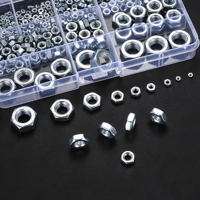 [Australia - AusPower] - Metric Hex Nuts Assortment Kit, 430 Pcs Stainless Steel Hex Nuts Set, Hex Hardware Nuts, Coarse Thread Hexagon Nuts for Screw Bolts, M2 M2.5 M3 M4 M5 M6 M8 M10 M12 