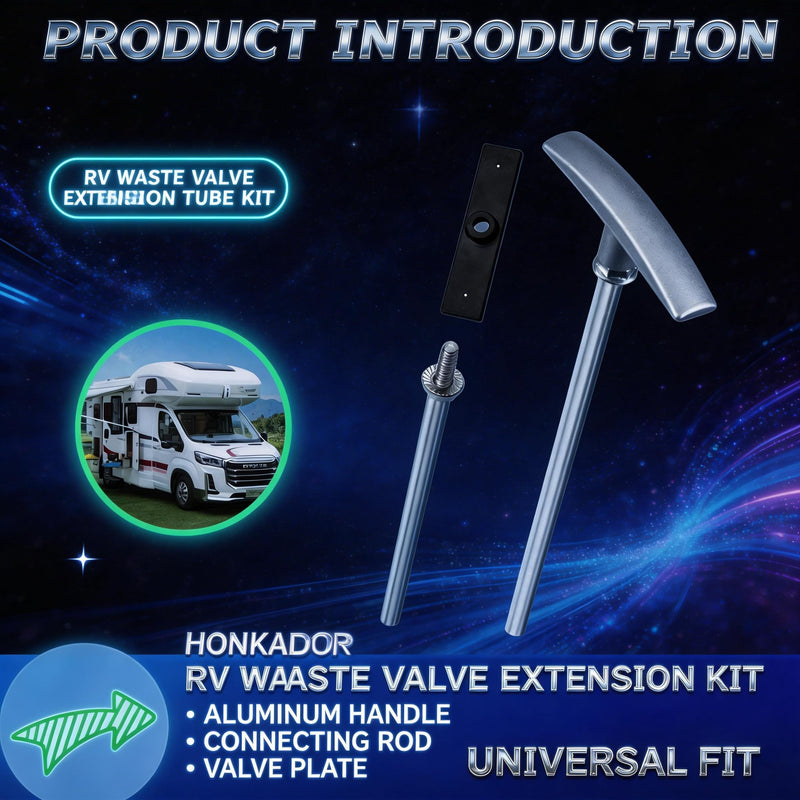 [Australia - AusPower] - RV Waste Valve Extension Tube Kit, RV Waste Valve Handle Replacement,RV Dump Valve Handle, T1046/TX9HPB RV Waste Valve Extension, Includes Connecting Rod Tube, Aluminum Head and Black Head Gate Valve 