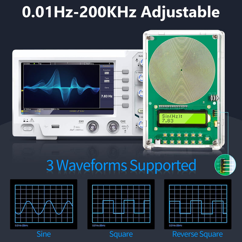 [Australia - AusPower] - Frequency Generator for Healing – 7.83Hz Schumann Resonance Sound Therapy Device with Acrylic Case for Sleep aid, Meditation, Stress Relief & Yoga (0.01Hz–200kHz) Green 