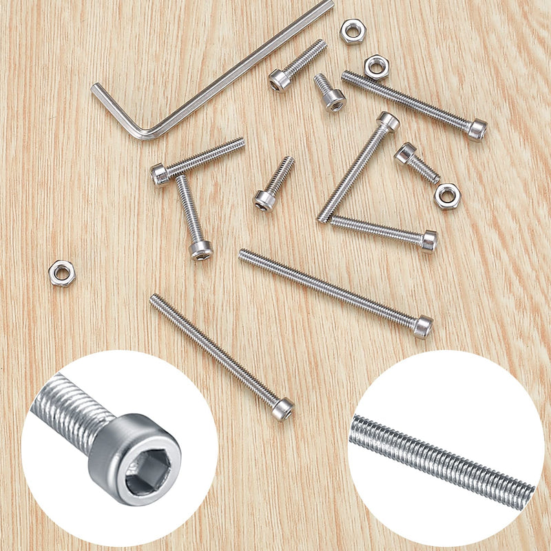 [Australia - AusPower] - 440 Pcs M3 Small Metric Screws with Nuts, Hex Socket Head Cap and Nut Assortment Kits, Stainless Steel Replacement Machine Fastener Screws and Bolts Nuts (440Silver) 440Silver 