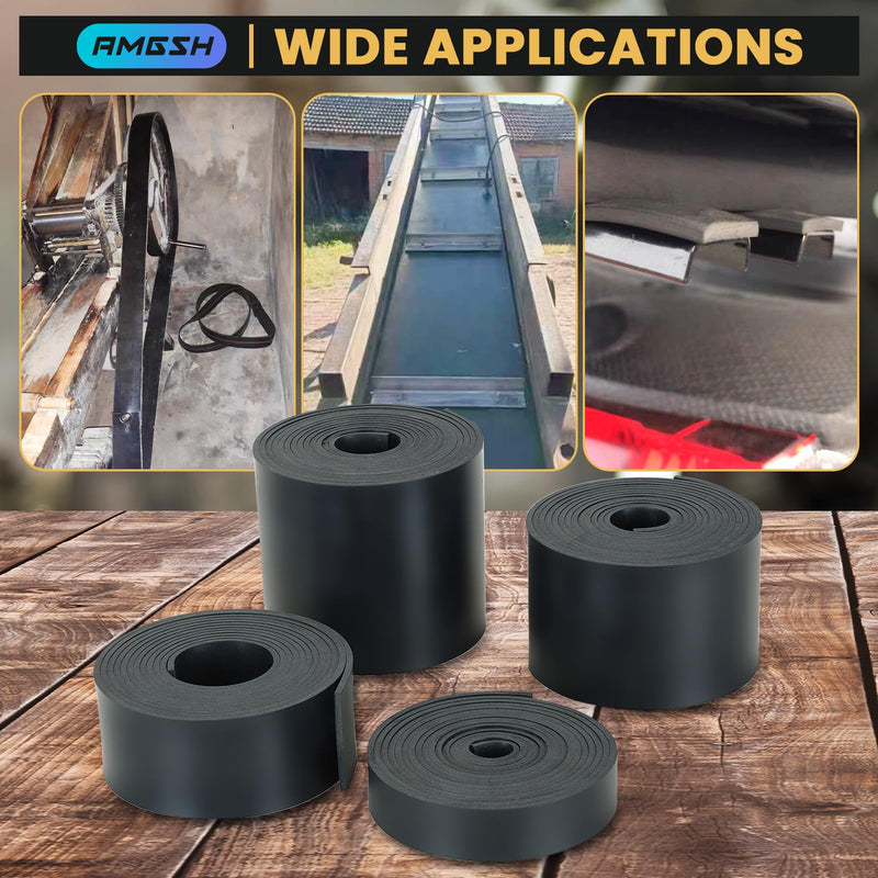 Neoprene Rubber Strip, 3" Wide * 1/8" Thick × 10 Ft Long Solid Rubber Roll for DIY Gasket, Seal Solution, Crafting, Flooring, Protection, Anti-Vibration, Anti-Slip 3“ × 1/8” × 10‘