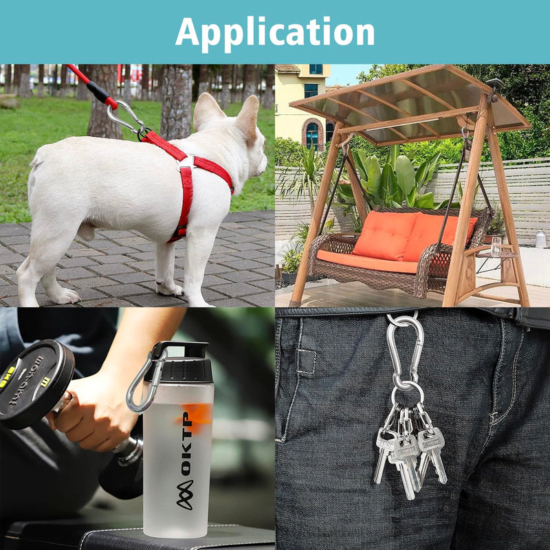 [Australia - AusPower] - 304 Stainless Steel Carabiners 2 inch, 3 inch, 4 inch, 5 Inch.Heavy Duty Carabiner Clips. Stainless Steel Spring Snaps Hooks for Camping ? Travelling. 3.1 inch 