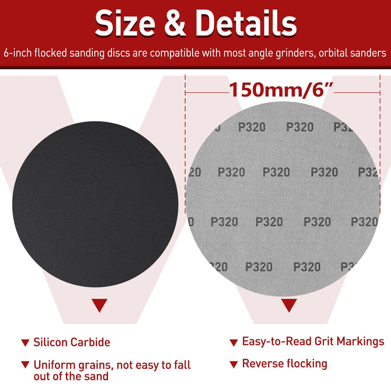 Pack of 50 Sandpaper 150 mm, Wet and Dry Sanding Discs, Grit 1000 1500 2000 3000 5000 Without Hole Round Sandpaper, Random Orbital Sandpaper Sanding Sheets for Metal Glass Car Polishing 1000 1500 2000 3000 5000 grit