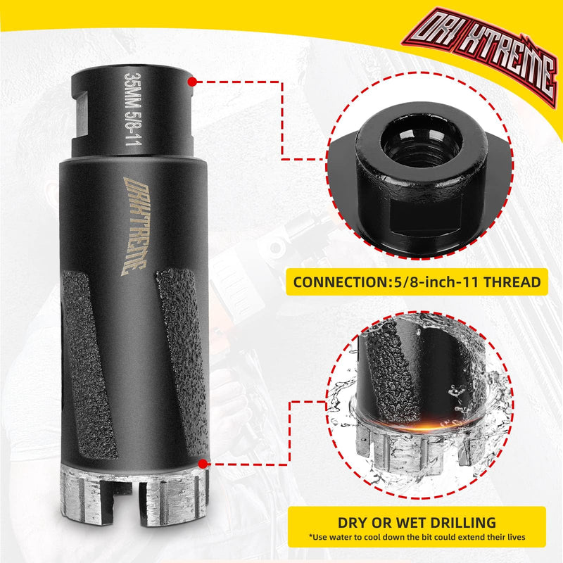 Diamond Core Drill Bits 2Inch Granite Hole Saw for Dry Drilling Concrete Marble Stone with 5/8-11 Thread 50mm 50mm(2'')