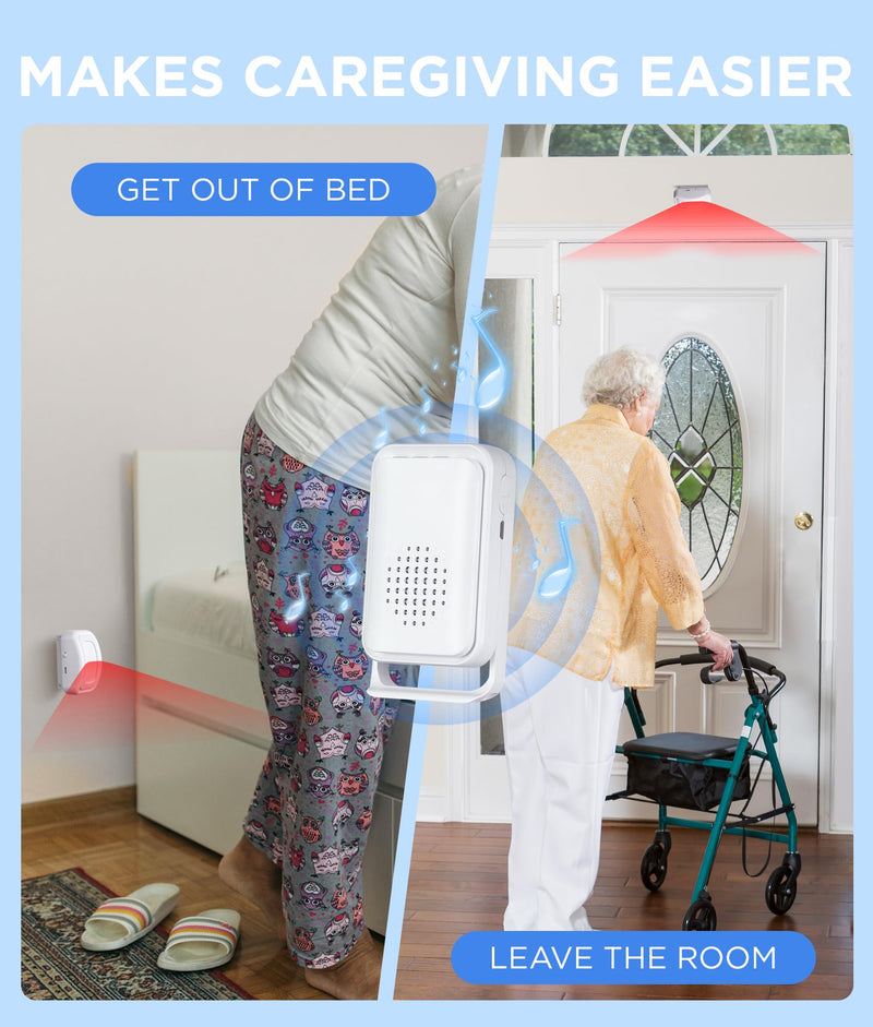 [Australia - AusPower] - Newly Upgraded 2025 Bed Alarm for Elderly Dementia Patients - Wireless Fall Detection & Motion Sensor Alert System for Seniors, Dementia & Alzheimer Patients (1 Sensor + 1 Receiver) 1 Motion Sensor + 1 Receiver 
