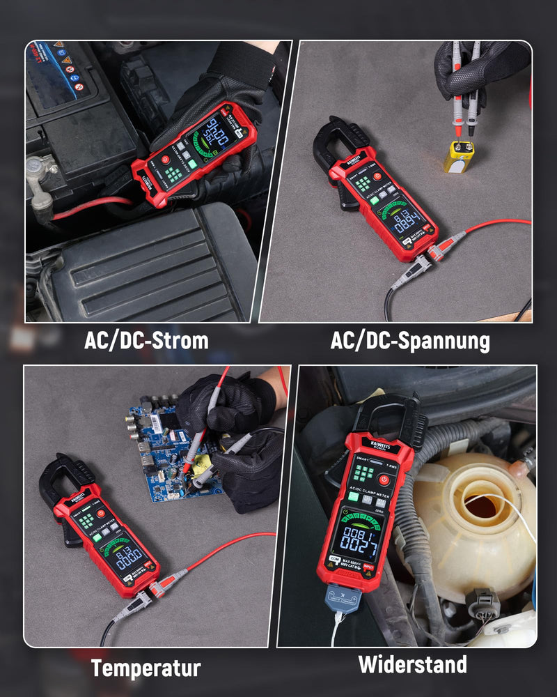 KAIWEETS Current Clamp 600A TRMS, Digital Current Meter with Auto Measurement, 6000 Counts, AC/DC Current & Voltage, NCV, Inrush Current, Resistance, Capacitance, Temperature, Diode & Continuity Test