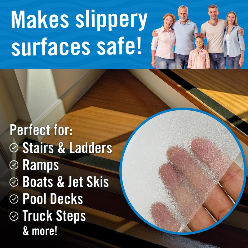 Better Boat Anti Slip Tape for Outdoor Stair Treads, Non-Skid Grip for Stairs and Steps, 4" x 40ft Roll, Clear Waterproof Traction, Weather-Resistant Friction Floor Tread for Dogs and Steps