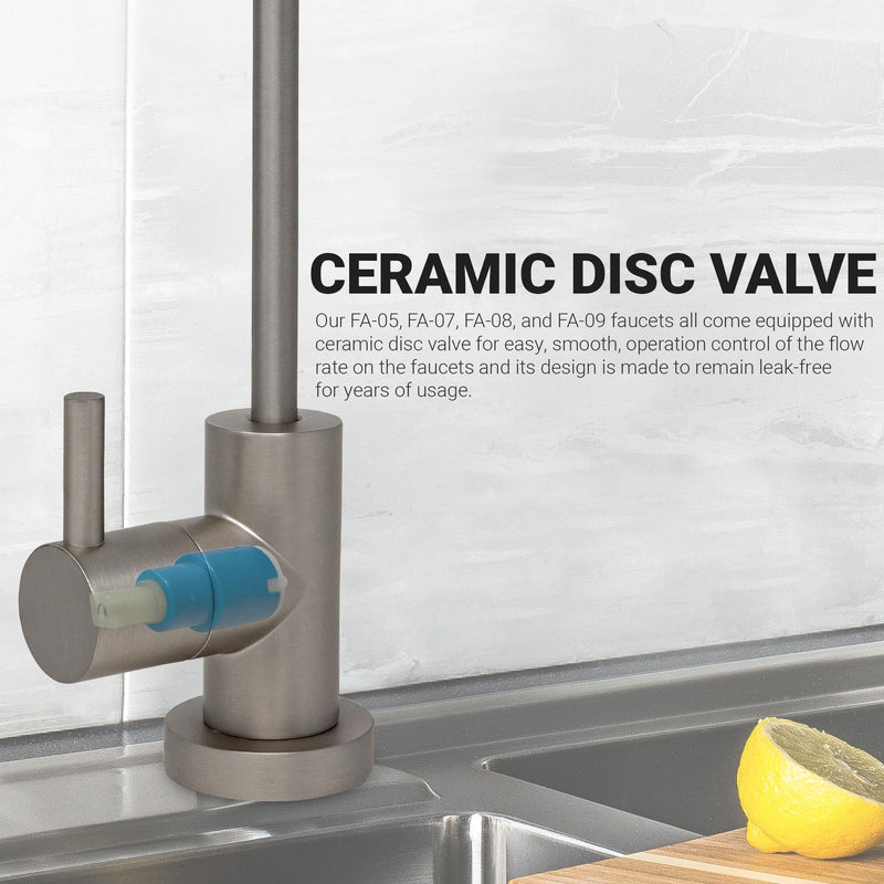 Metpure Non-airgap NSF Certified RO Faucet Reverse Osmosis Drinking Water Filtration System Water Dispenser Spout (Satin Nickel). Euro Style with Faucet Wrench. Satin Nickel