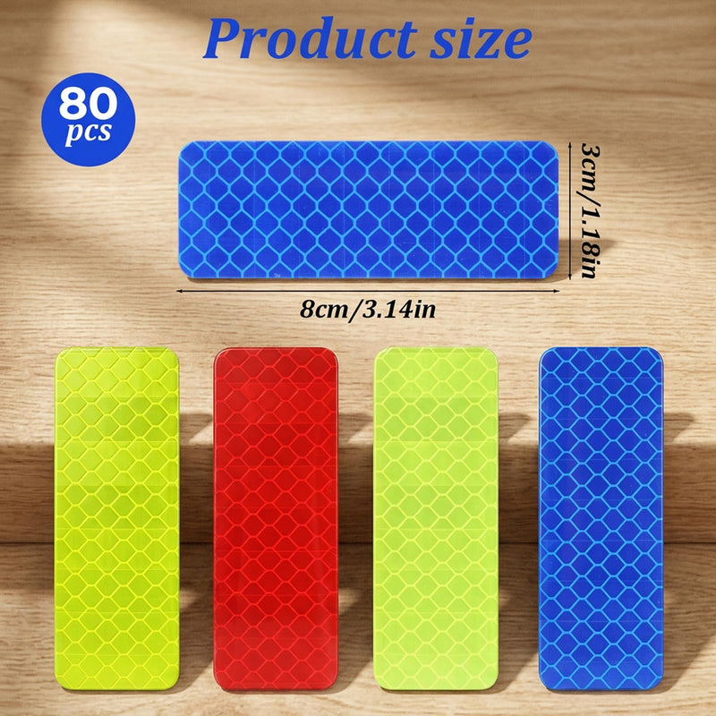 YUXIANLB 80 PCS Reflective Safety Tape Stickers, High Visibility Reflective Tape, Waterproof Warning Safety Reflector Tapes for Car Trailer Truck Bike Motorcycle Helmet