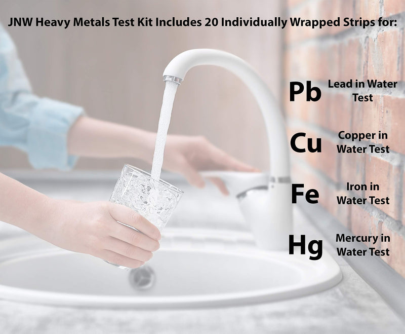 [Australia - AusPower] - Heavy Metals Water Test Kit - Drinking Water Test Strips with eBook - Quick and Accurate Testing Kits for Drinking Water - Test Iron, Copper, Mercury, and Lead - 20 Test Strips by JNW Direct 
