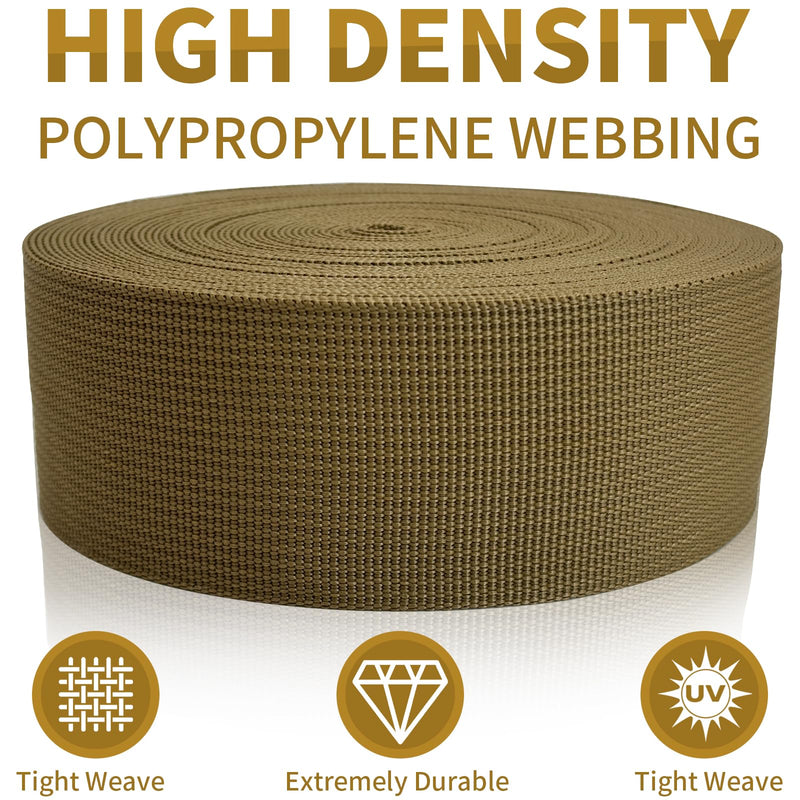 [Australia - AusPower] - Wide Webbing Straps for Replacement Lawn Chair 2inch 12 Yards Heavy Polyprorylene Straps for Outdoor DIY Gear Repair Pet Collars Decorative Webbing Straps for Crafts Bags Champagne 32 