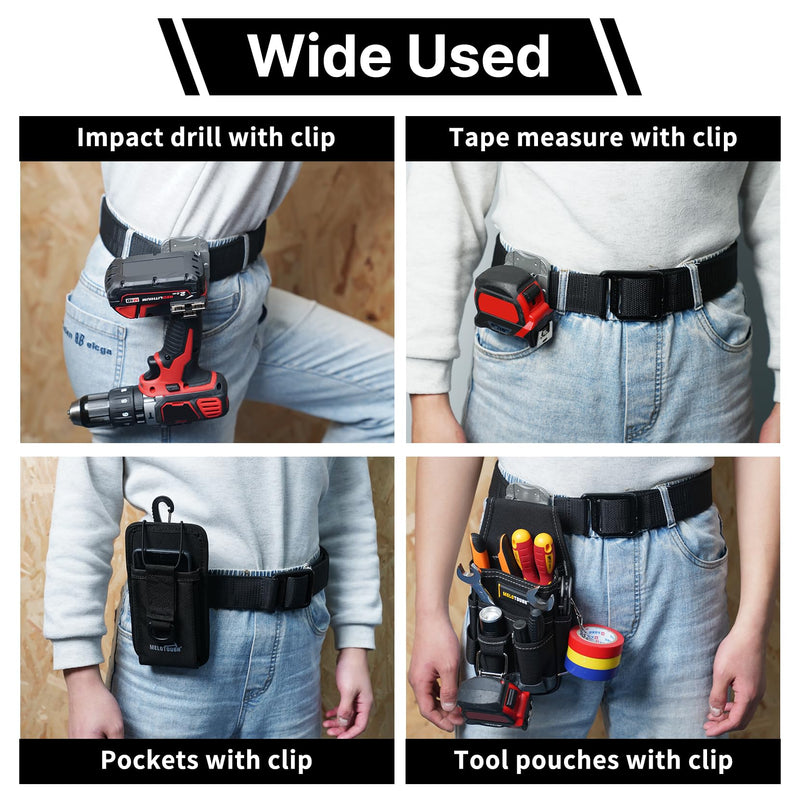 MELOTOUGH Tape Measure Holder, Drill Holder for Tool Belt,Drill Holder,Measuring Tape Holder Fits 1.75"/2" Belt,Sliver 2