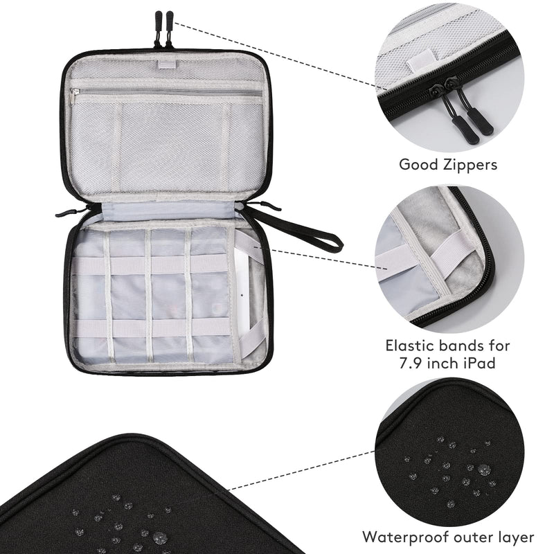 [Australia - AusPower] - DDgro Travel Electronics Organizer Pouch Bag for Tech Gadgets & Airplane Accessories, for Cables/Cords & Chargers/iPad Mini/Kindle (Large, Black) Black-Large Large 