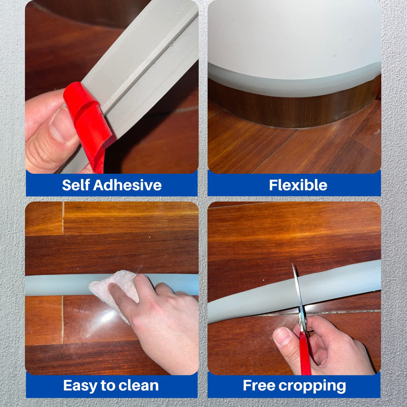 COUKIU 10 FT PVC Floor Transition Strip, Peel and Stick Molding Trim for Threshold Transitions with a Height Less Than 10 mm/0.4in, Carpet & Floor Edging Trim, Carpet to Tile Transition Strip(Gray) 0.4in x 10FT Gray 1