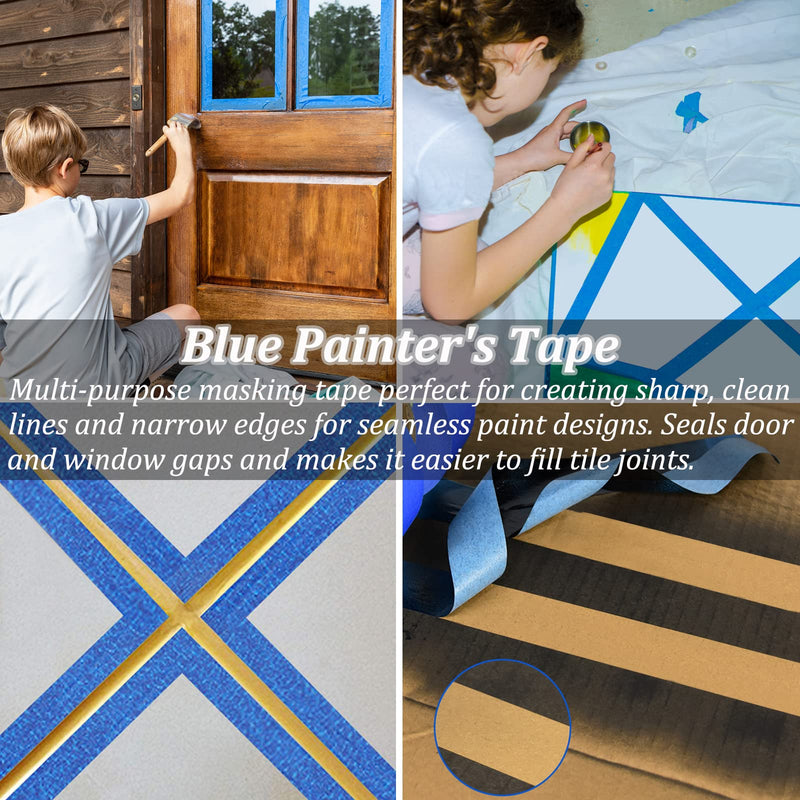 [Australia - AusPower] - 4 Rolls Premium Blue Painters Tape, Masking Tape, Adhesive Paint Tape (88yd=4*0.94in*22yd), Painter's Paper Tape for Wall Painting, DIY Artist Craft Arts, Decoration, Drafting, No Residue,Easy Removal 4 Rolls, 0.94" x 22 Yds 
