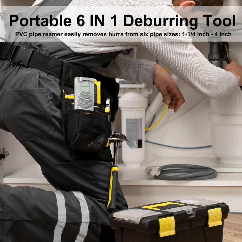 6 in 1 PVC Deburring Tool for Plastic Pipe Deburring Tool, PVC Pipe Reamer Tools with Sizes: 1-1/4 to 4", Chamfer Tools for Plastic