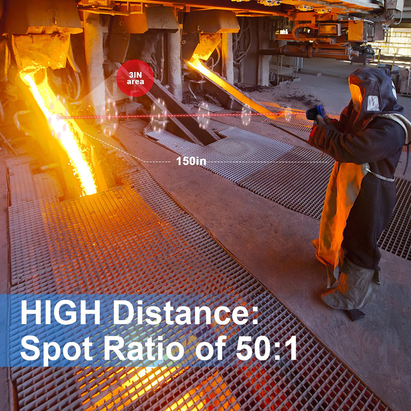 [Australia - AusPower] - BTMETER BT-1800C Pyrometer -58°F ~3272°F (-50~1800℃) IR Temp Gun, D:S 50:1 High Temperature Infrared Thermometer for Industrial HVAC Forge Furnace Metal Smelting (NOT for Human Temp) BT-1800C Blue (-58°F ~3272°F) 