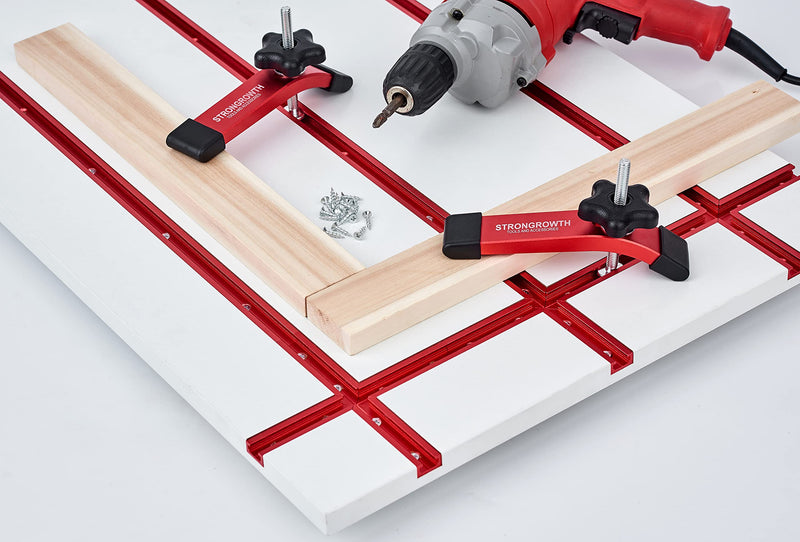 [Australia - AusPower] - T track Hold Down Clamps - Double Cut Profile Universal T-Track Clamps, 6-3/8"L x 1-1/4"W - Woodworking and Clamps - Fine Sandblast Anodized - Red Color-2PK T-Track Clamps 2pk 