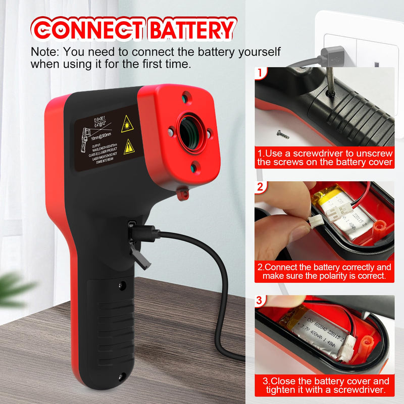 [Australia - AusPower] - Pyrometer 30:1 Infrared Thermometer-58℉~2912℉, Non-Contact Thermometer, Rechargeable Laser Temperature Gun with LCD Display, Adjustable Emissivity for Grill, Engine, forging (Not for Human) 