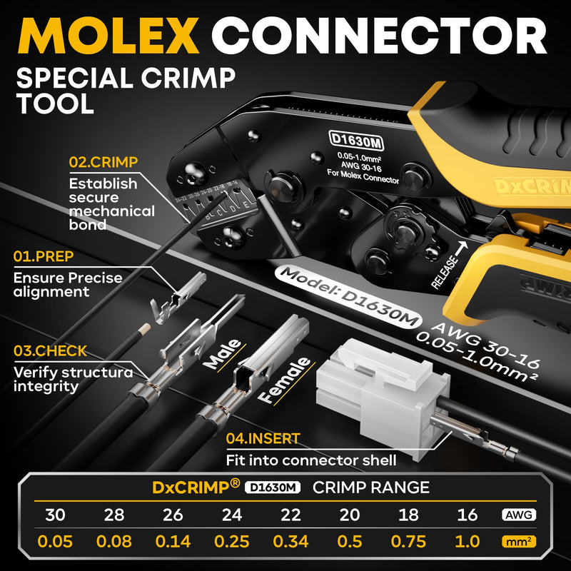 Crimp Tool Mini-Fit Jr Kit,with 22 Types 2-20 Pin Molex 4.2mm Connector,Wire Gauge 18-26 AWG w/Remove Tool,Crimping Tool (30-16 AWG) Compatible JST, KF2510, AMP, Dupont,RC Servos,Futaba 4.2mm Mini-Fit Jr.