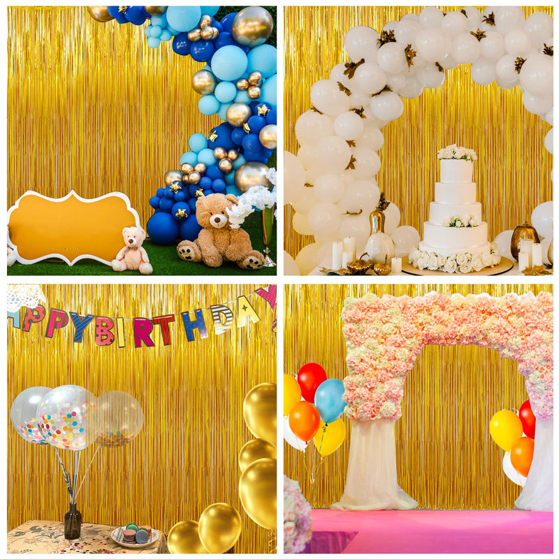 [Australia - AusPower] - Birthday Party Decorations: 3 Pack 3.3 x 9.9 ft Gold Foil Fringe Curtains Party Supplies, Tinsel Curtain Backdrop for Parties/Birthday/Photo Booth 