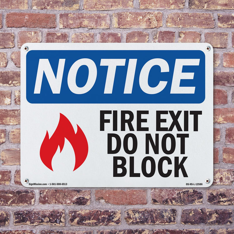 Fire Exit Do Not Block OSHA Notice Aluminum Sign 10 Inch x 7 Inch - 5 Pack 5 Pack of 10" x 7"