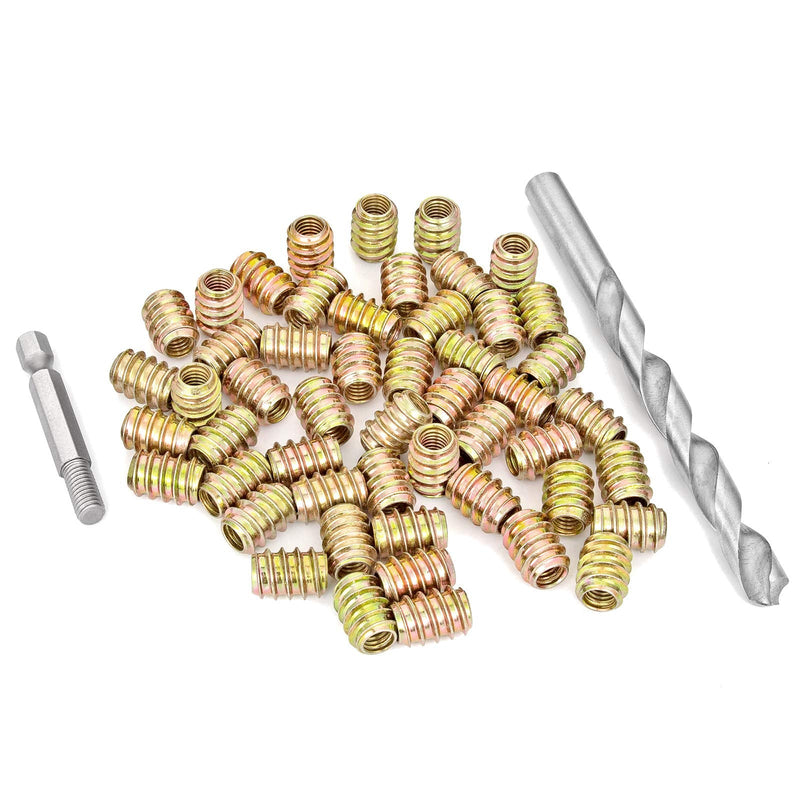 [Australia - AusPower] - 80 Pieces 1/4"-20 Flush Nut Inserts Wood Bolt Furniture Headless Screw in Nut Threaded Fastener Connector for Wood Furniture Assortment (1/4"-20 x 15mm-H) 1/4"-20 x 15mm-H 