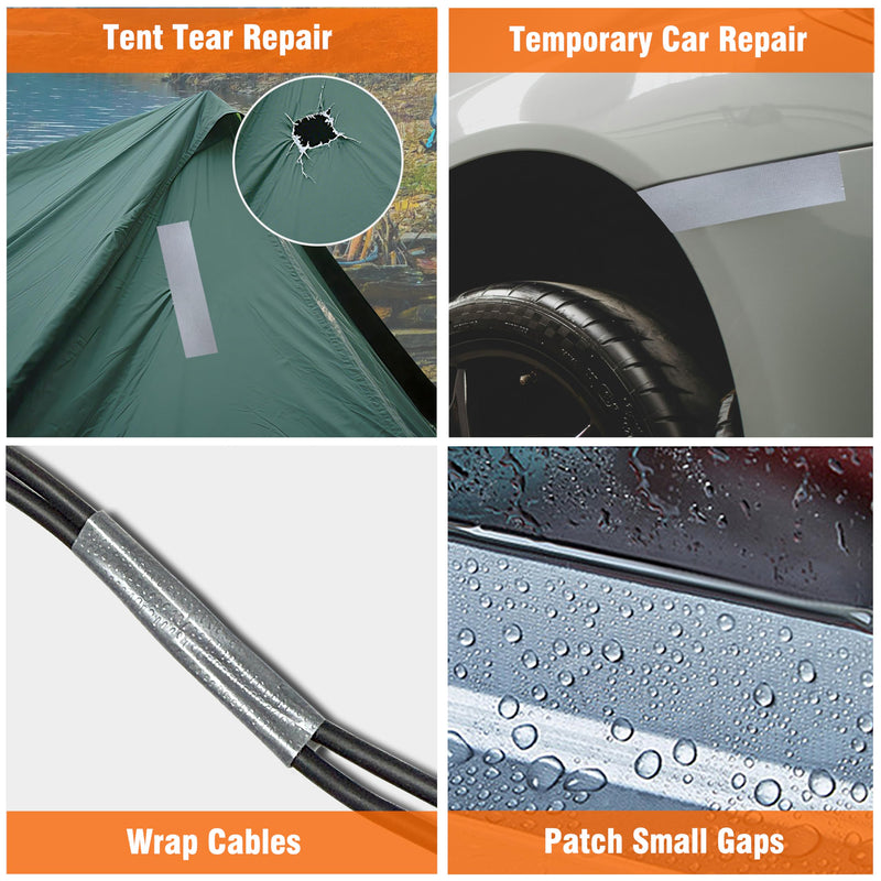 Mini Travel Duct Tape Flat Roll 1.77" x9.8ft, 8 Pack Silver – Waterproof, Tearable by Hand, Heavy Duty Pocket Size for Outdoor Repairs, EDC, Camping, DIY, Emergency Use (8)