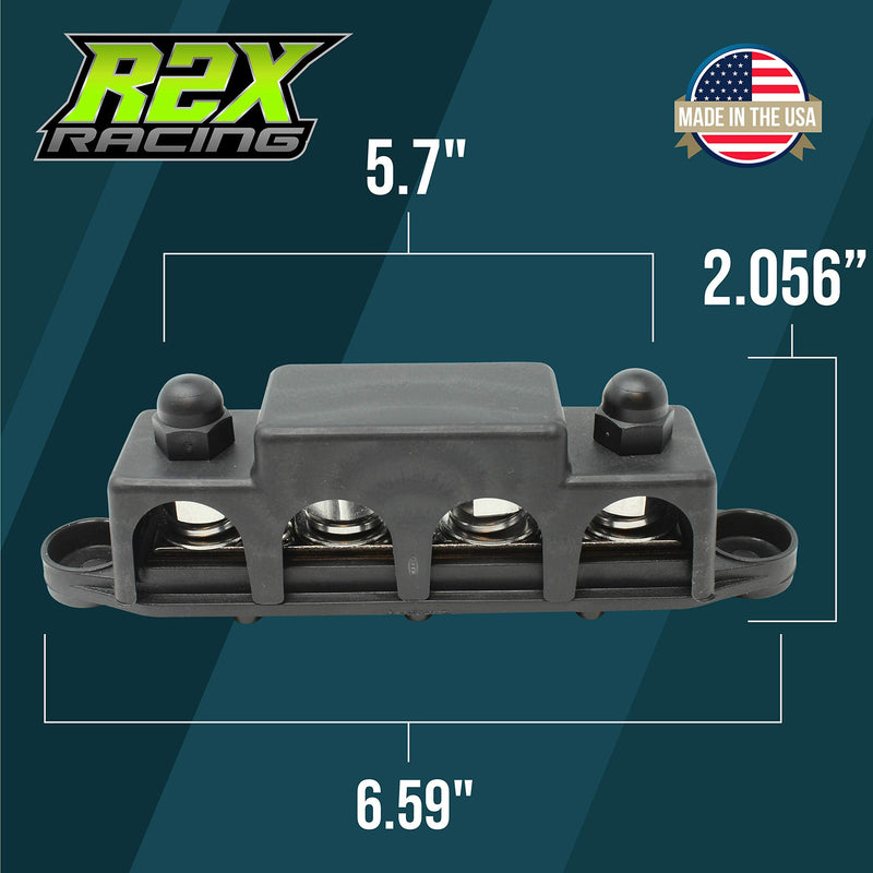 [Australia - AusPower] - 4 Post Power Distribution Block Bus Bar with Cover - Made in The USA - 250 Amp Rating - Marine, Automotive, and Solar Wiring (5/16" - Black) 5/16" - Black 