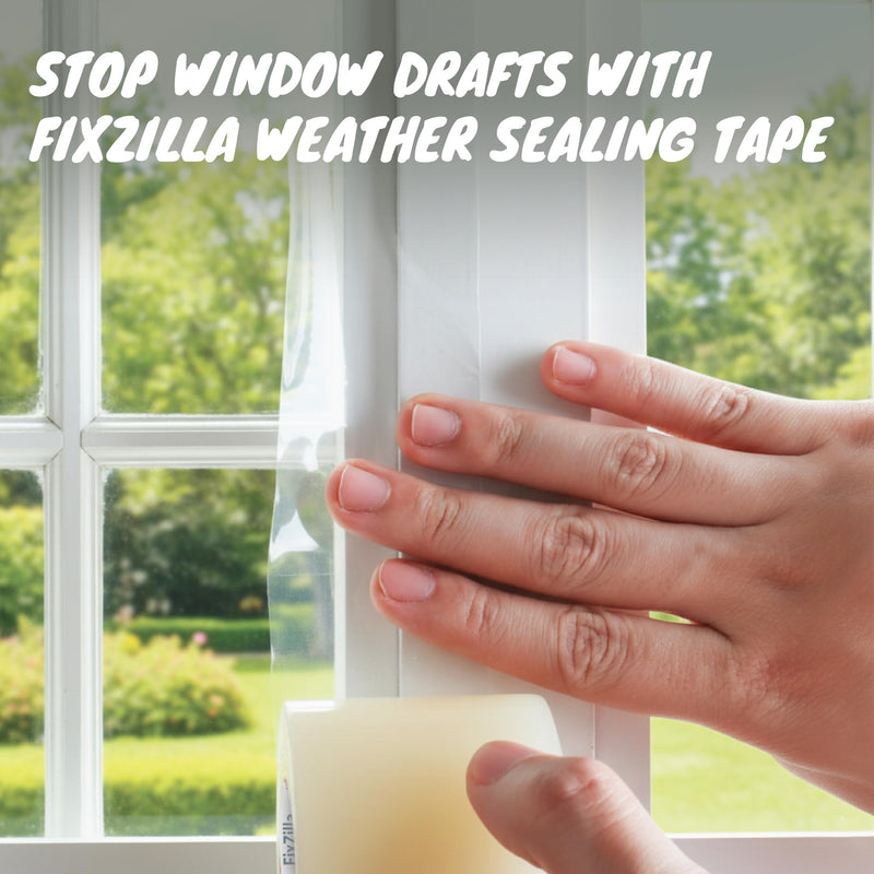 FixZilla Window Sealing Tape for Winter 2 Inch x 90 Feet Clear Window Insulation Tape Seal for Clear Plastic Film Insulation, AC Conditioner Unit Gap Seal- Residue-Free, Heavy-Duty, and Wood-Safe