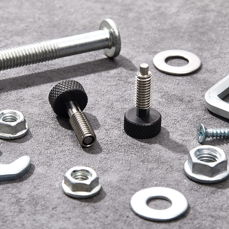 [Australia - AusPower] - Hand Retractable Spring Plunger with Knurled Handle Stainless Steel Lock M6 Quick Release Pins for Rolling Toolbox, 1/4''-20 Thread Size 0.500'' Thread Length Without Patch (Black, 2 Packs) Black 
