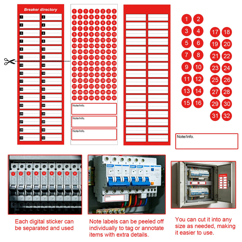 3 Set Electrical Panel Labels 4 x 12 Inch Breaker Box Directory Stickers Circuit Breaker Directory Labels Pencil Writing Can Be Wiped Clean Load Center Stickers Decals for Electrical Panel Fuse Box