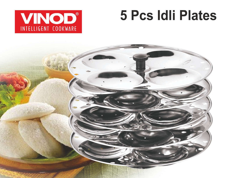 Vinod Stainless Steel Idli Stand – 5 Tier Stand – Makes up to 20 Idlis – Easy Cleaning – Ergonomic Tiers - Suitable For Indian Cooking – Food Grade Idli Plates For Cooker, Electric Pot, Insta Pot
