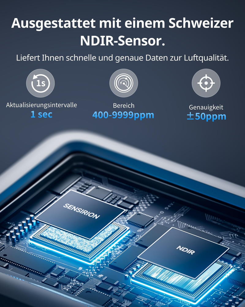 [Australia - AusPower] - SwitchBot CO2 Detector, CO2 Meter with Thermometer Hygrometer Indoor, Air Quality Meter with CO2 Alarm, Bluetooth CO2 Sensor with App, 2 Year Data Storage, Hub Required 