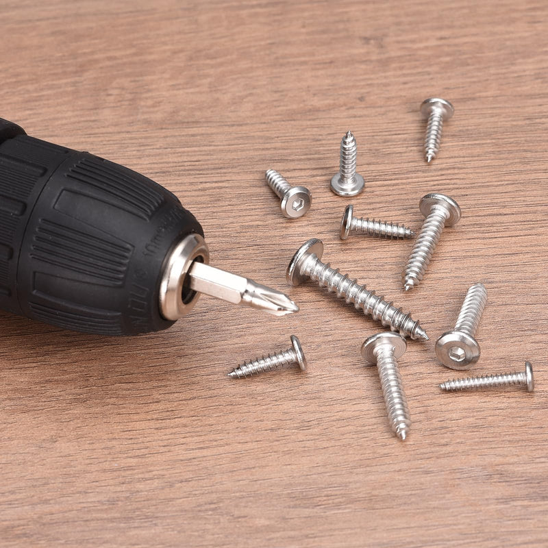 uxcell M6 x 40mm (100 Pack) Flat Round Socket Head Screws, Stainless Steel Self Tapping Screws Full Thread Hex Socket Cap Screws Bolt for Wood Furniture 100