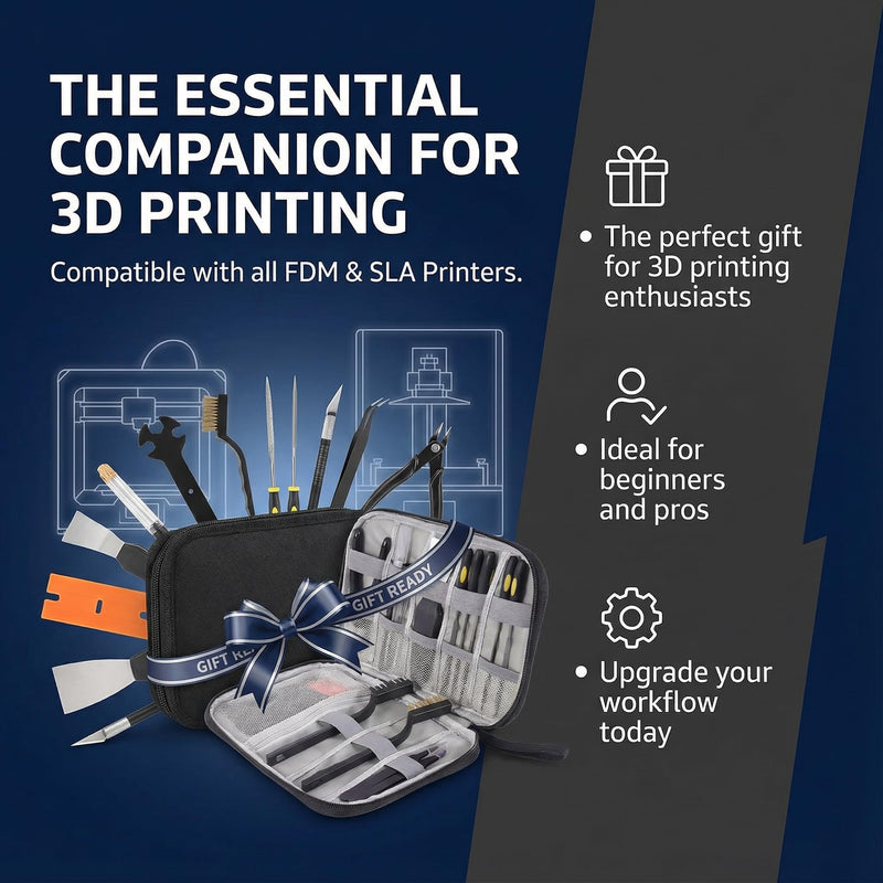 [Australia - AusPower] - 34 in 1 3D Printer Tools Kit Essential Accessories for All FDM & SLA 3D Printers Nozzle Cleaning & Filament Removal Scrapers 5 Types of Files, Brushes, Wire Cutter, Engraving Knife P01 