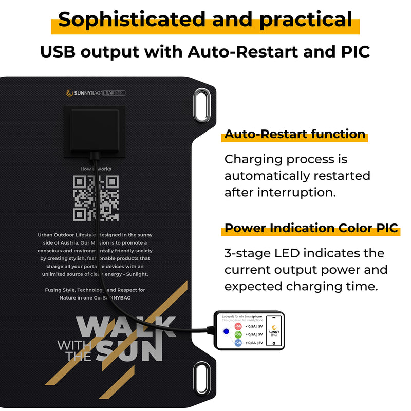 [Australia - AusPower] - Leaf Mini | Portable Solar Charger with 5 watts Power | Eco-Friendly Charging with Solar Energy on The go | Ultra-Light and Waterproof | USB Port | Outdoor Phone Charger for Hiking, Camping Leaf Mini 