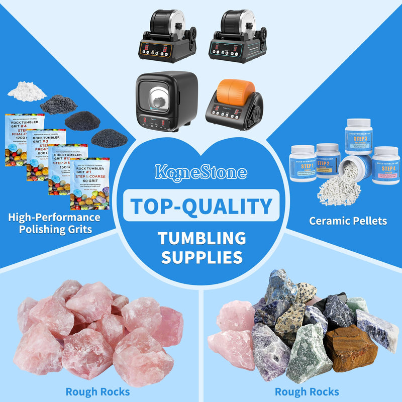 [Australia - AusPower] - Rock Tumbler Grit and Polish Refill Kit - 4 Bags Sample Pack, 4-Step Tumbling Refill Media Kit, Works with Any Rock Polisher, Rock Tumbler Supplies 