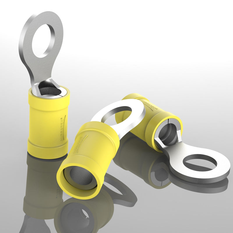 Auprotec Ring Terminals, 0.5 - 6.0 mm² Hole Diameter, M3 - M12 Partially Insulated PVC Crimp Cable Connector Made of Tin-Plated Copper