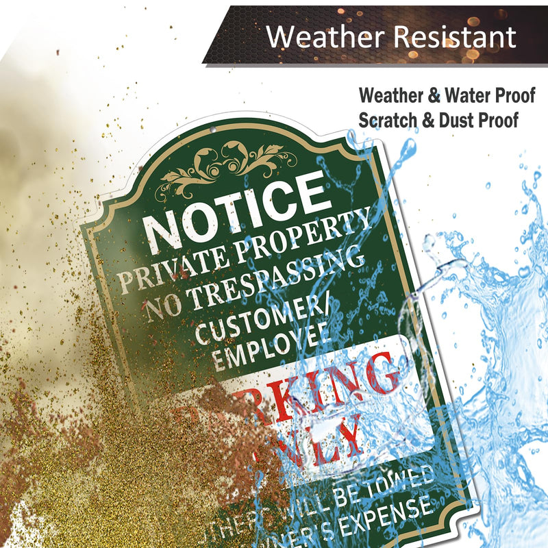 Customer & Employee Parking Only Sign 2 Pack, 12 x 18 inches, Rust Free .040 Aluminum Private Property No Trespassing Sign UV Protected, Fade Resistant