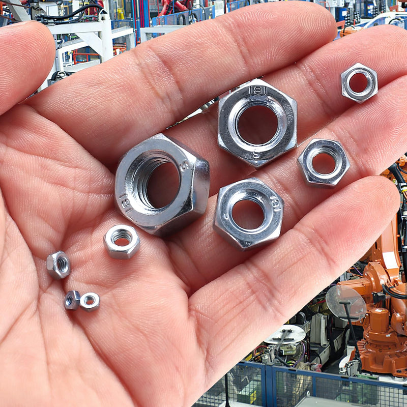 [Australia - AusPower] - Metric Hex Nuts Assortment Kit, 430 Pcs Stainless Steel Hex Nuts Set, Hex Hardware Nuts, Coarse Thread Hexagon Nuts for Screw Bolts, M2 M2.5 M3 M4 M5 M6 M8 M10 M12 