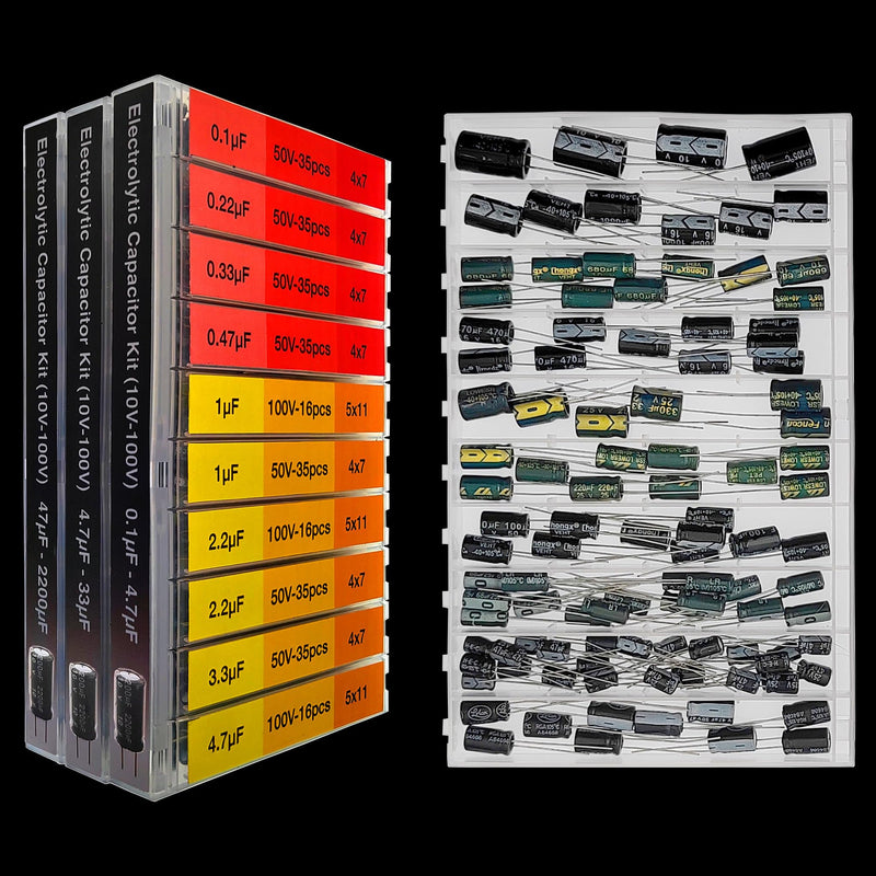 [Australia - AusPower] - EEEEE 0.1uF?2200uF 633 pcs capacitor set 30 Value 633 Individual Box Lid Electrolytic Capacitor Assortment kit for industrial electrical and 10V, 16V, 25V, 50V, 100V 633pcs 30values 10-100V 
