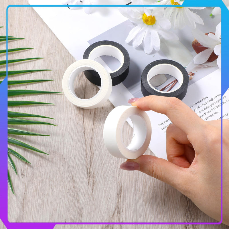 4 Rolls Washi Tape, 32 Feet X 0.6 Inches Self Adhesive Decorative Tape Journal Tapes White and Black Masking Tapes for Decor Scrapbooks Planners Wrapping DIY Crafts Gift