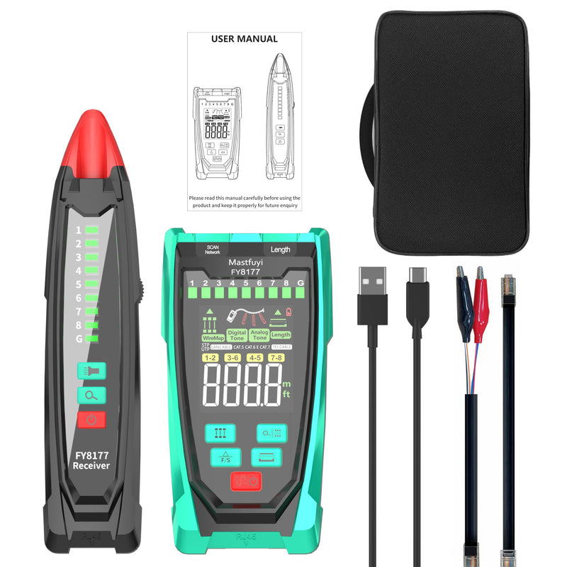 [Australia - AusPower] - Network Cable Tester, Shielded Line Finder, Rechargeable Cable Tracer with Probe Tone, Multi-Function Wire Tracer, Ethernet LAN Network Cat5/6/7 Cable Maintenance Organizer, Telephone Line 