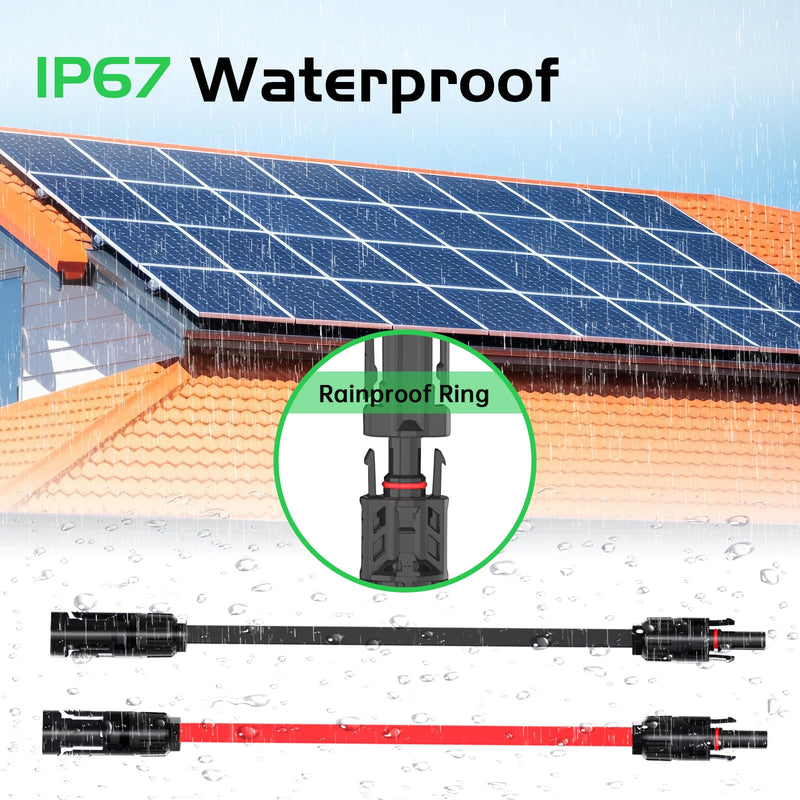 Pack of 2 Solar Panel Flat Cable 4 mm², 35 cm Solar Cable Window Feed-Through Flexible PV Flat Cable for Balcony Power Plant and Solar Power Station 35cm-2 pieces