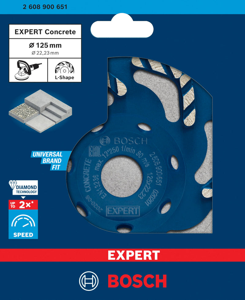 Bosch 1 x Expert Concrete Diamond Cup Wheels (for Concrete, Concrete, Diameter 125 mm, Professional Accessories Concrete Grinder)