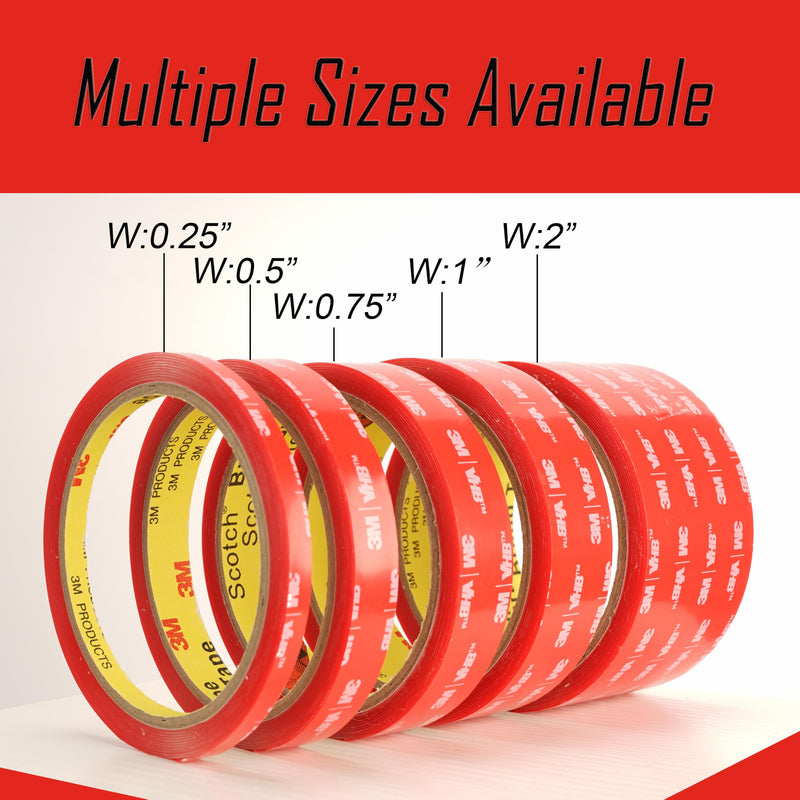 3M Double Sided Clear Tape Made of 3M 4905 Vhb 0.75" x 10 Ft Heavy Duty Mounting Tape Transparent Permanent Bonding Waterproof UV Resistant for Automotive Trim Emblems Spoilers Home Office Décor