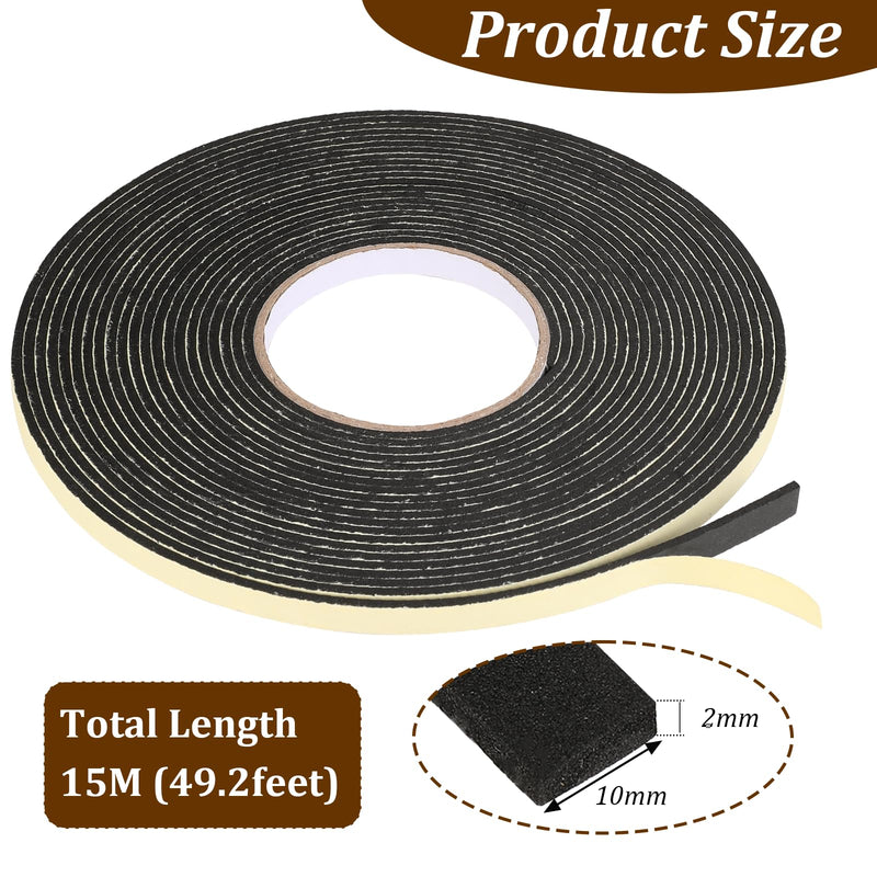 [Australia - AusPower] - Car Speaker Sealing Tape, 50Ft Speaker Foam Grip Tape Soundproofing Waterproofing Gasket Tape Automotive Insulation Foam Gasket Tape 2mm Thick 10mm Width 