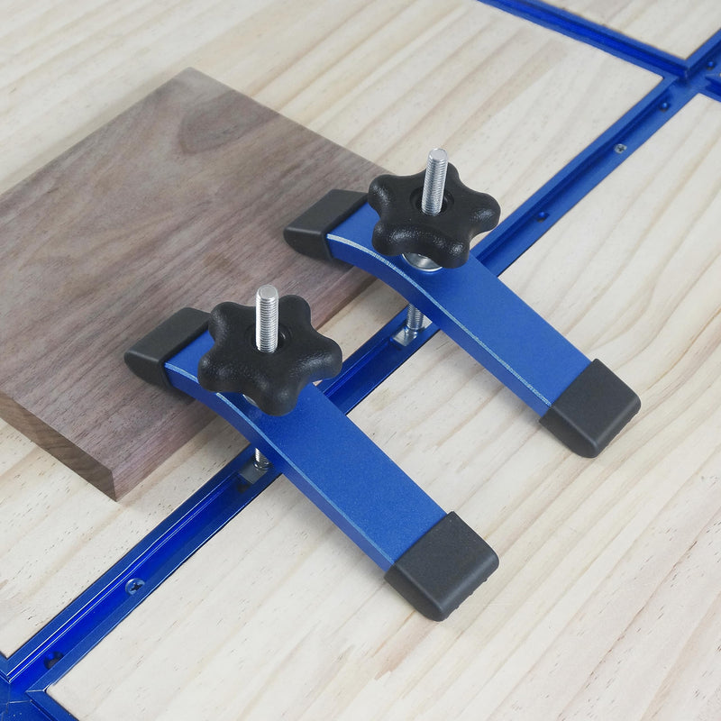 2 Pack T-Track Hold Down Clamp 6-3/8" L x 1-1/5" W - T Track Clamps for Woodworking?T-Track CNC Router Clamp?Heavy Duty Anodized Clamps for Woodworking, Starlight Blue