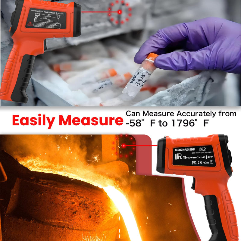 [Australia - AusPower] - 50:1 Infrared Thermometer Temperature Gun, -58°F to 1796°F Digital Laser Temp Gun for Cooking, Pizza Oven, BBQ, Fridge IR Handheld Gun for HVAC, Engine, and Industrial Use. 